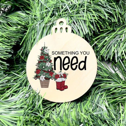 Something you want, wear, need, read bauble set, christmas gift tag set, present gift tag, something to read