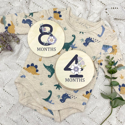 Floral milestone cards, baby milestone discs, boho nursery, aesthetic nursery, beige nursery