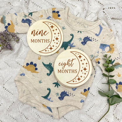 The moon milestone cards, baby milestone discs, boho nursery, aesthetic nursery, beige nursery