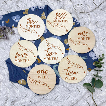 The stars milestone cards, baby milestone discs, boho nursery, aesthetic nursery, beige nursery