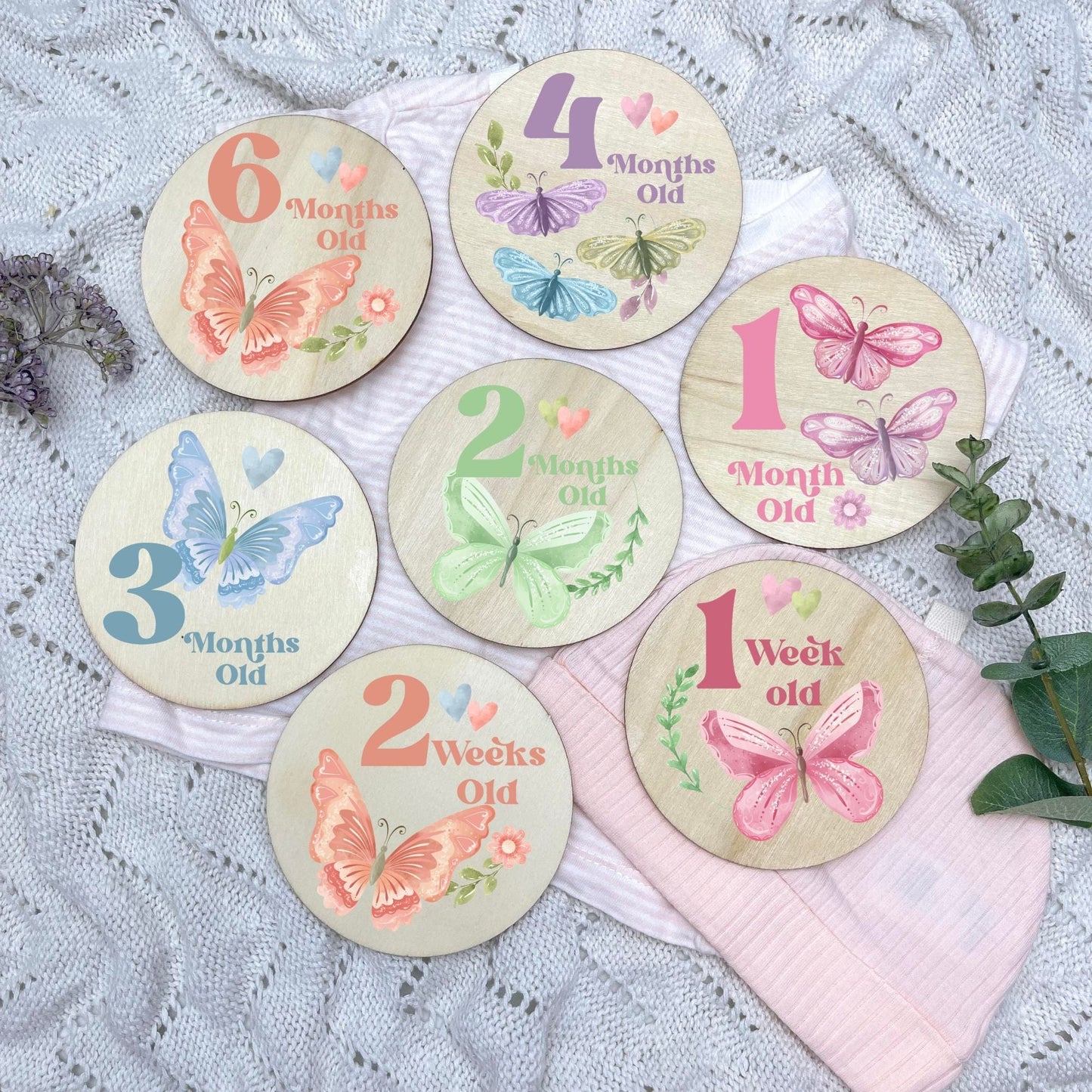 Butterflies newborn milestone discs, baby milestones, Butterflies, girl nursery, butterfly theme