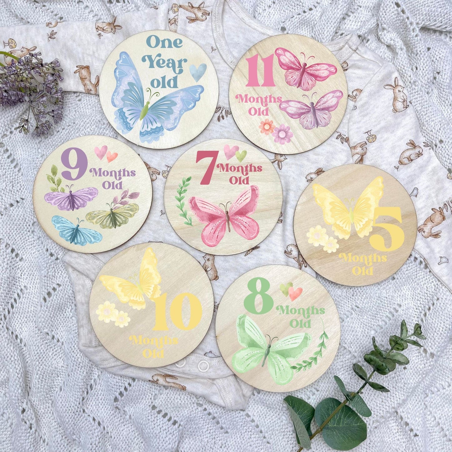 Butterflies newborn milestone discs, baby milestones, Butterflies, girl nursery, butterfly theme