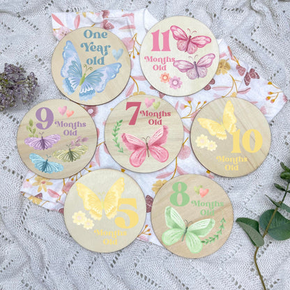 Butterflies newborn milestone discs, baby milestones, Butterflies, girl nursery, butterfly theme