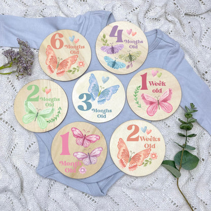 Butterflies newborn milestone discs, baby milestones, Butterflies, girl nursery, butterfly theme