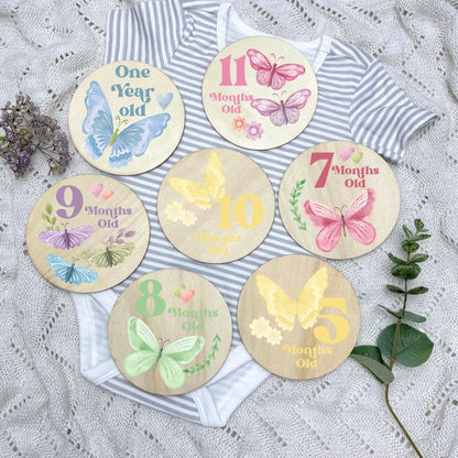 Butterflies newborn milestone discs, baby milestones, Butterflies, girl nursery, butterfly theme