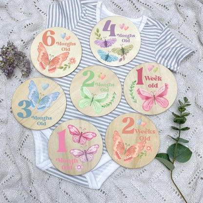 Butterflies newborn milestone discs, baby milestones, Butterflies, girl nursery, butterfly theme
