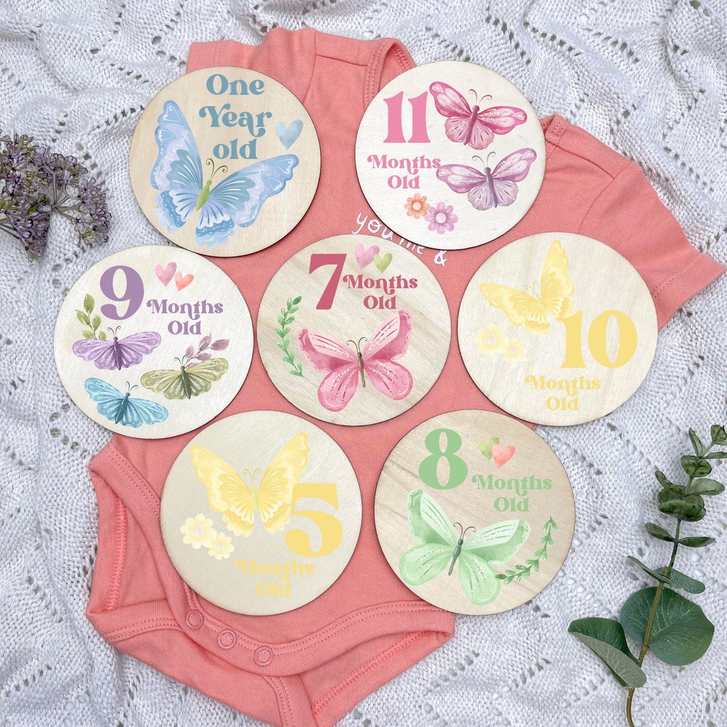 Butterflies newborn milestone discs, baby milestones, Butterflies, girl nursery, butterfly theme