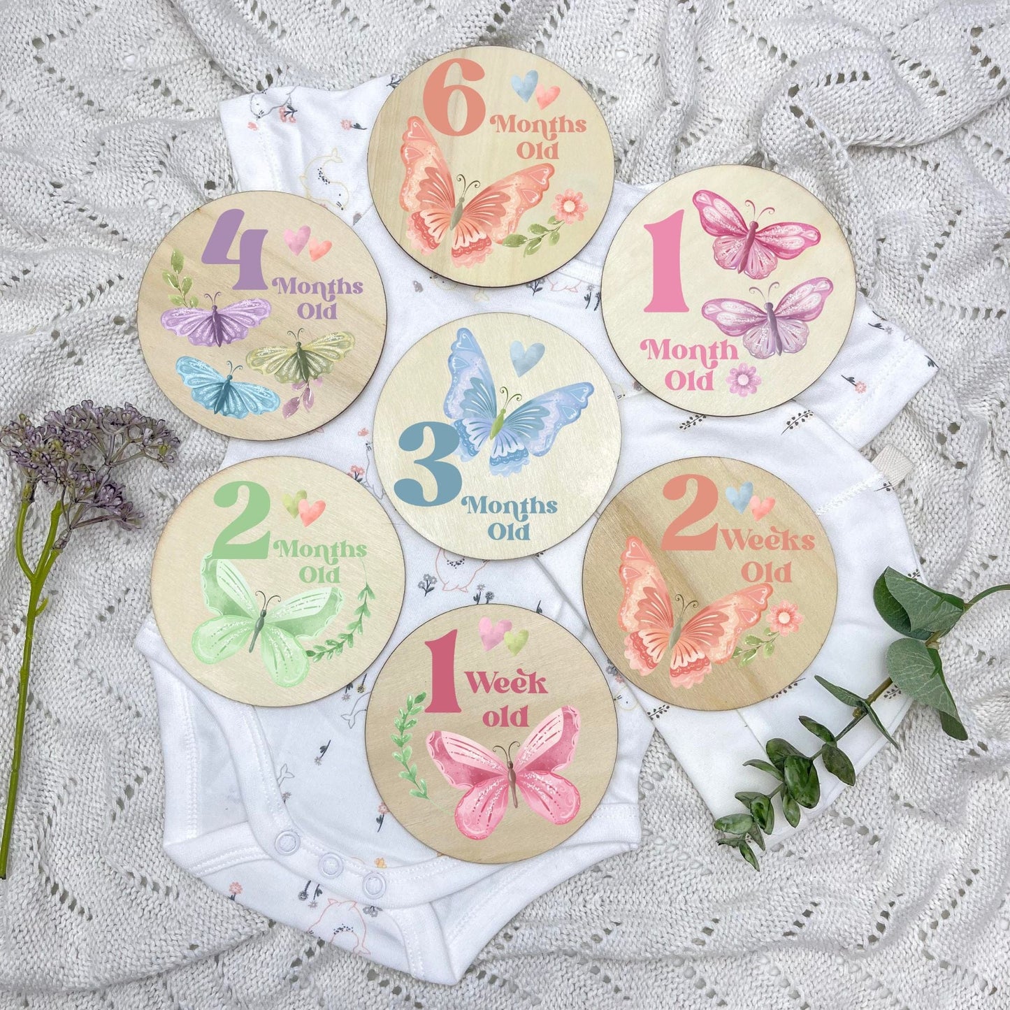 Butterflies newborn milestone discs, baby milestones, Butterflies, girl nursery, butterfly theme