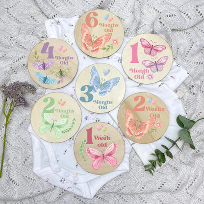 Butterflies newborn milestone discs, baby milestones, Butterflies, girl nursery, butterfly theme