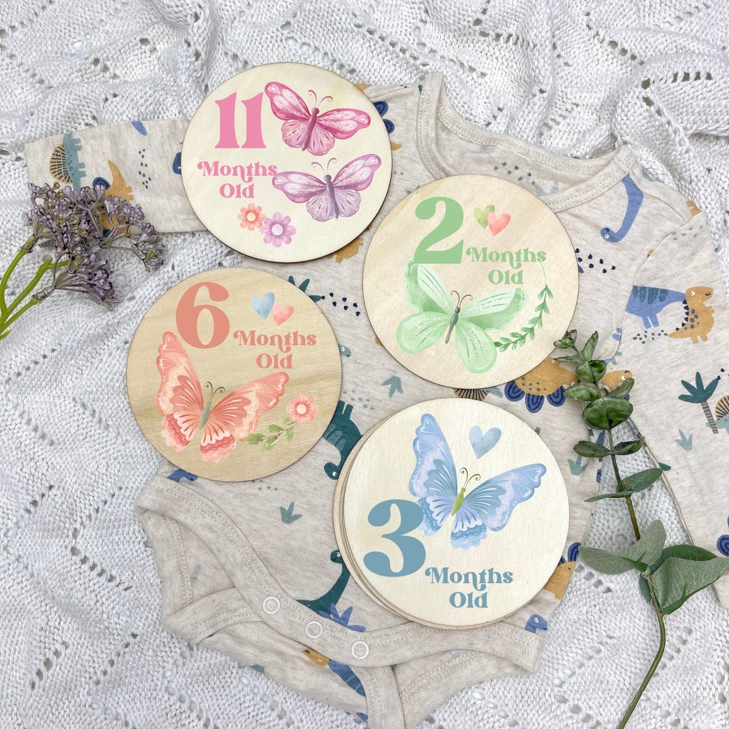 Butterflies newborn milestone discs, baby milestones, Butterflies, girl nursery, butterfly theme
