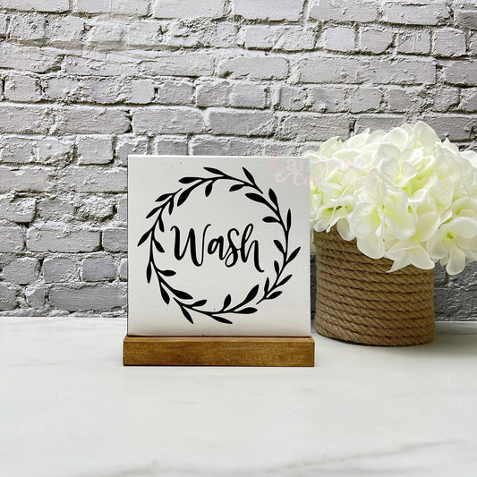 Wash wreath sign, laundry wood sign, laundry decor, home decor